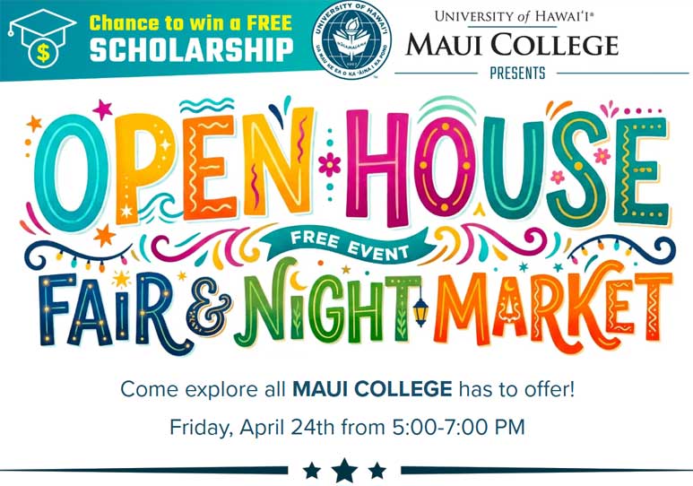 Open House Fair & Night Market 5-7pm Apr 24 at UH Maui College