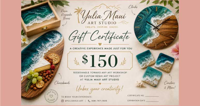 Gift Certificate for Yulia Maui Art